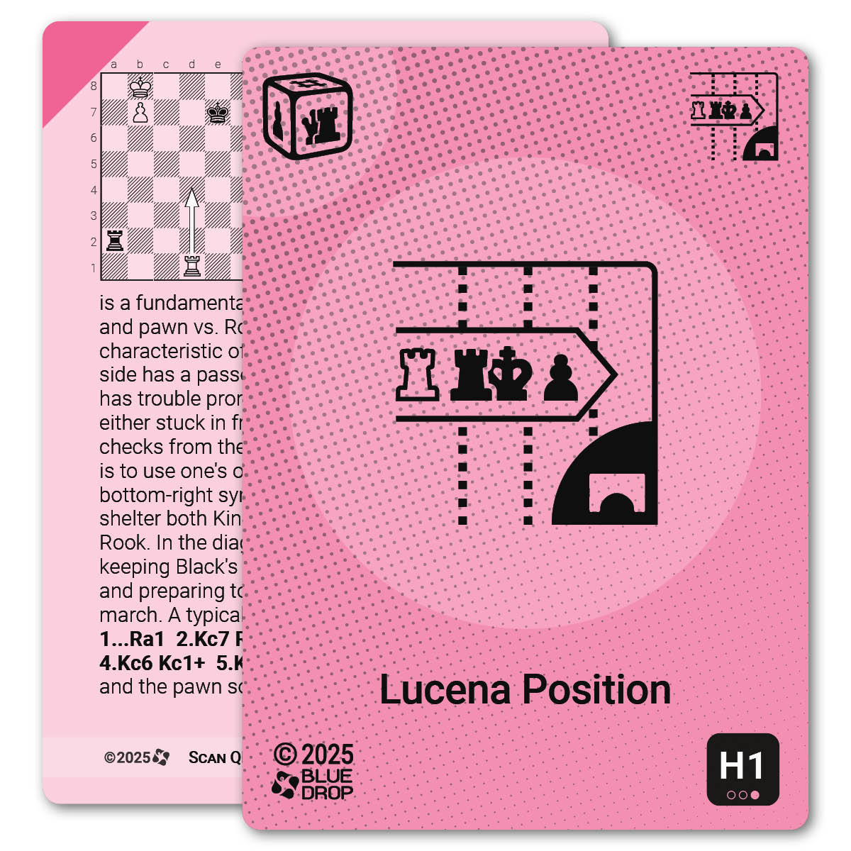 Lucena Position strategy card with definition, diagram and tips - front