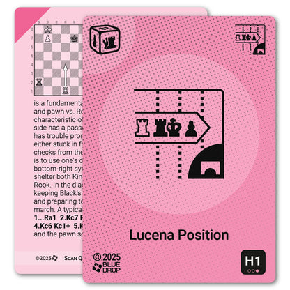 Lucena Position strategy card with definition, diagram and tips - front