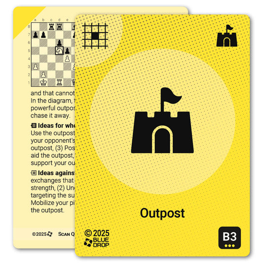 Outpost strategy card with definition, diagram and tips - front