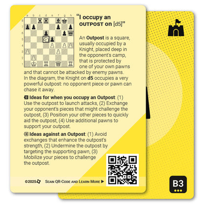 Outpost strategy card with definition, diagram and tips - back