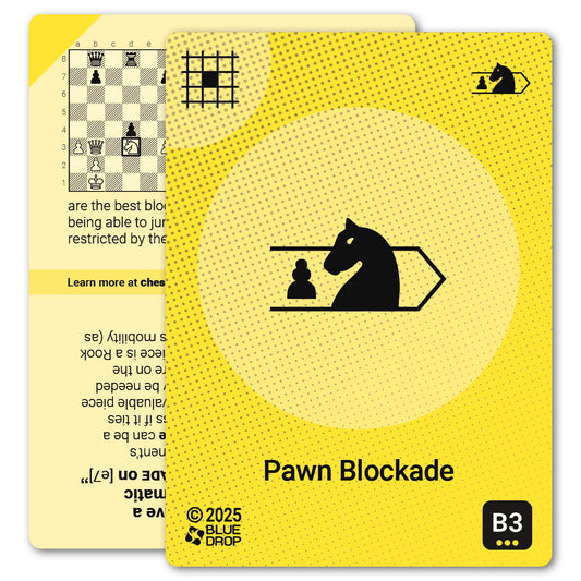 Pawn Blockade strategy card with definition, diagram and tips - front