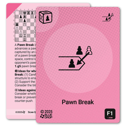 Pawn Break strategy card with definition, diagram and tips - front