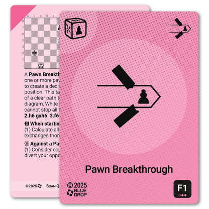 Pawn Breakthrough strategy card with definition, diagram and tips - front