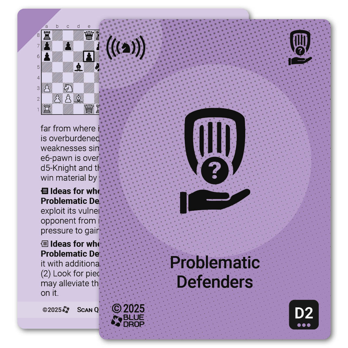 Problematic Defenders strategy card with definition, diagram and tips - front