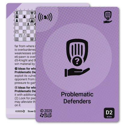 Problematic Defenders strategy card with definition, diagram and tips - front