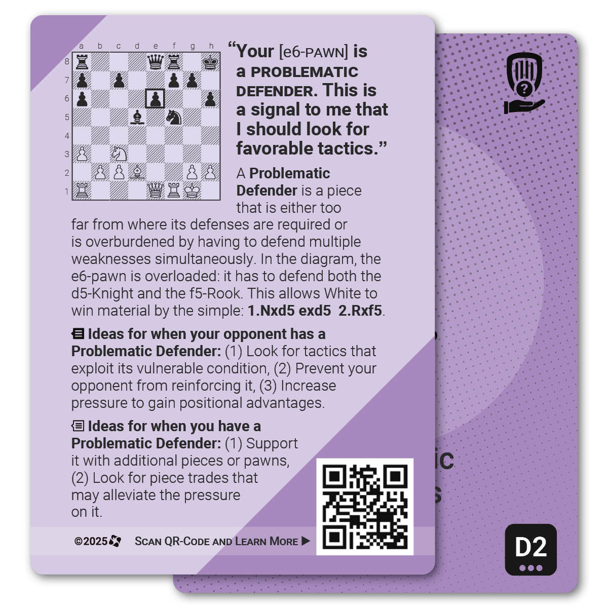 Problematic Defenders strategy card with definition, diagram and tips - back