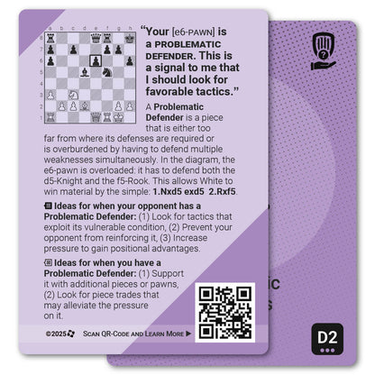 Problematic Defenders strategy card with definition, diagram and tips - back