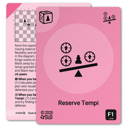 Reserve Tempi strategy card with definition, diagram and tips - front