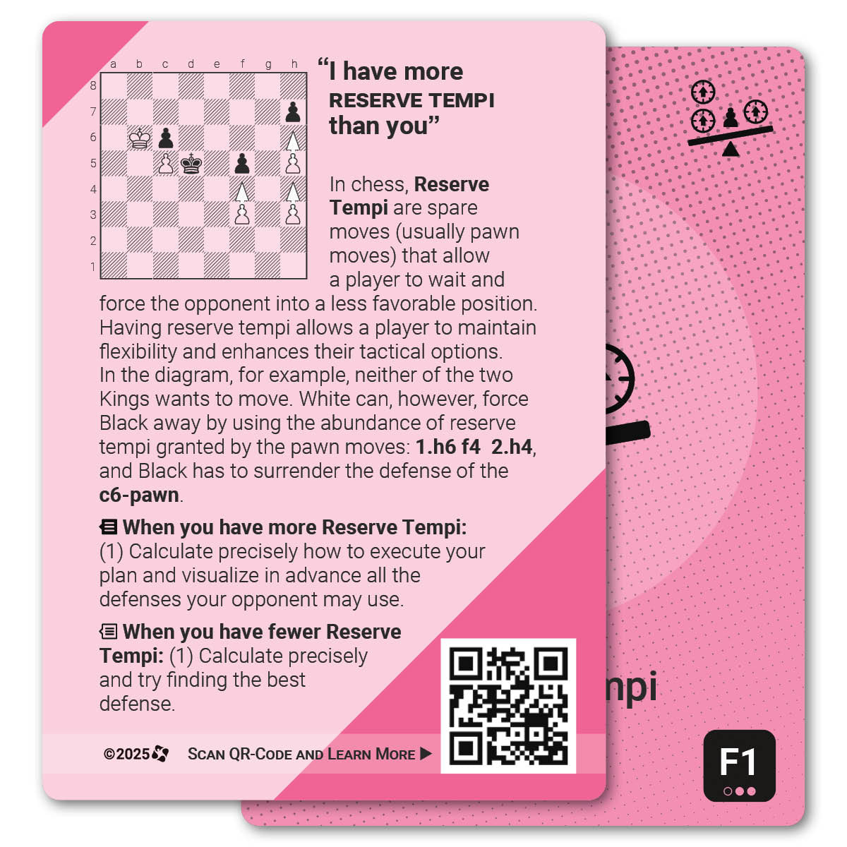 Reserve Tempi strategy card with definition, diagram and tips - back