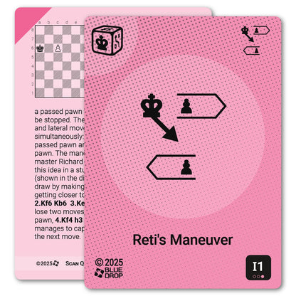 Réti's Maneuver strategy card with definition, diagram and tips - front