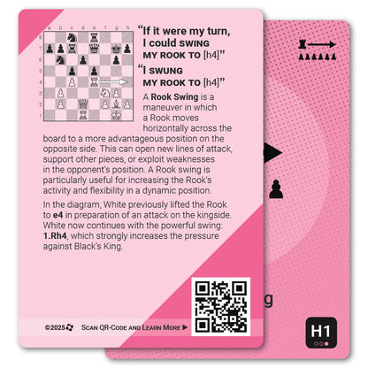 Rook Swing strategy card with definition, diagram and tips - back