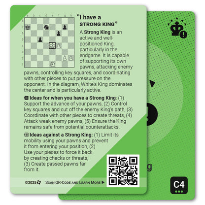 Strong King strategy card with definition, diagram and tips - back