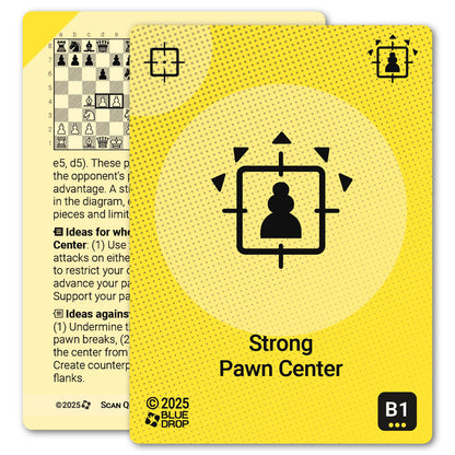 Strong Pawn Center strategy card with definition, diagram and tips - front