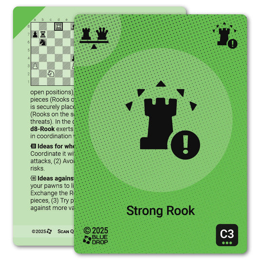 Strong Rook strategy card with definition, diagram and tips - front