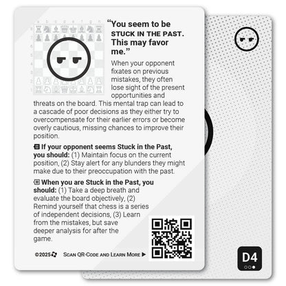 Stuck in the Past strategy card with definition, diagram and tips - back
