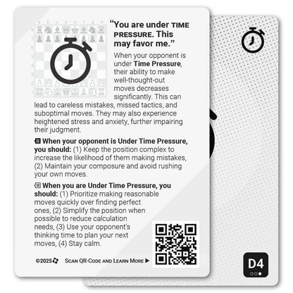 Time Pressure strategy card with definition, diagram and tips - back